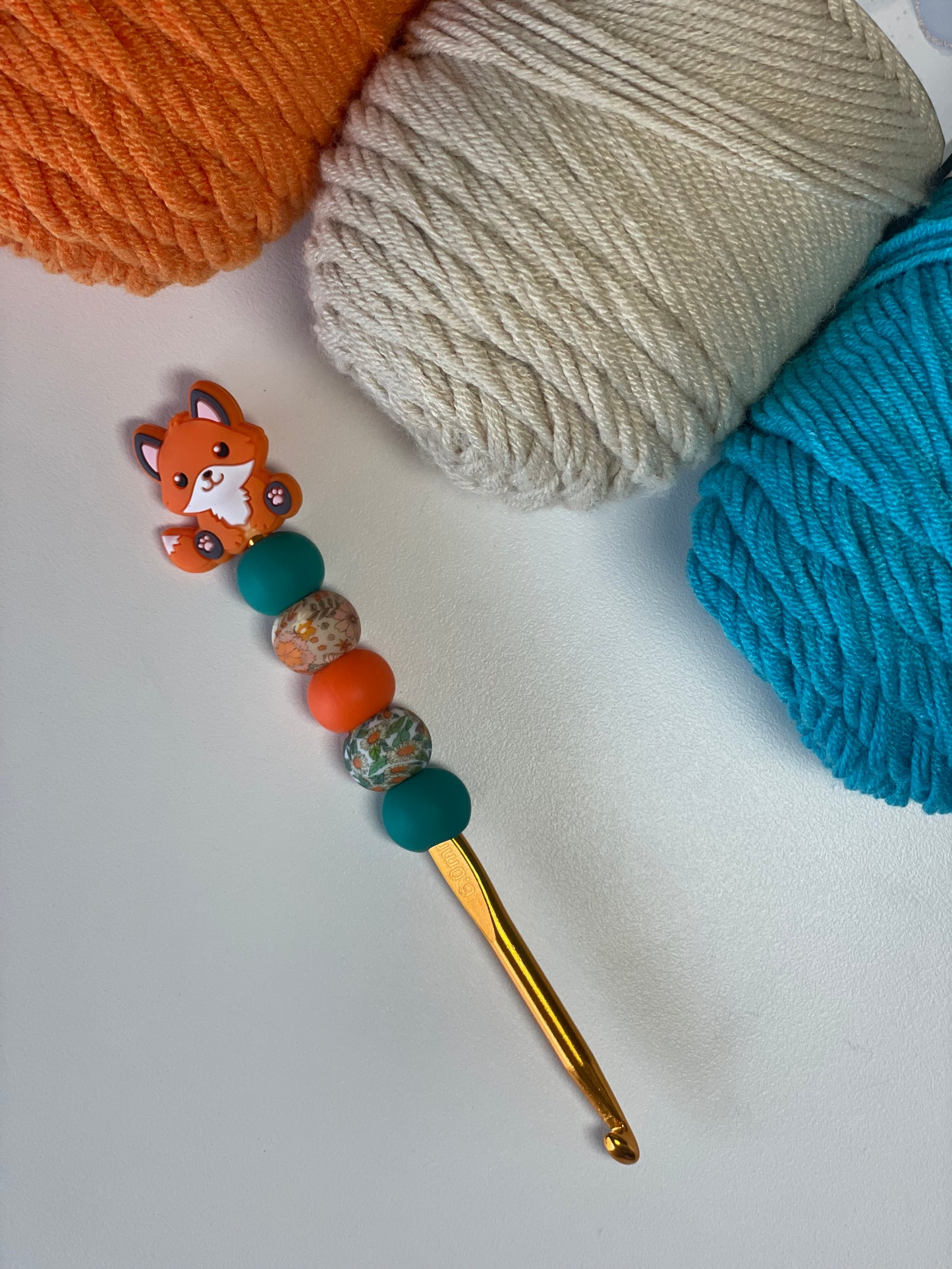 Orange/Blue Fox Crochet Hooks – Ergonomic Handmade Hook Set | Tall Foxes Merch