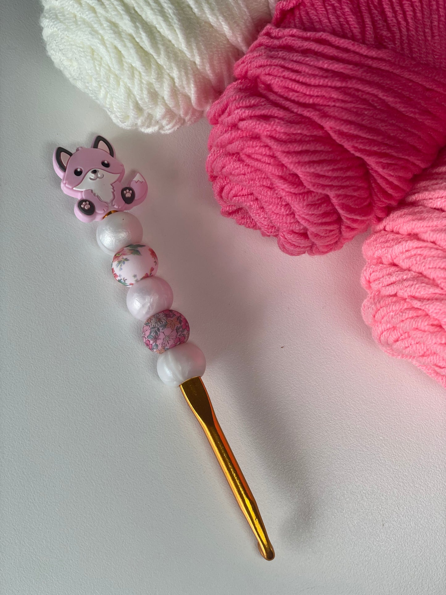 Pink Fox Crochet Hooks – Ergonomic Handmade Hook Set | Tall Foxes Merch