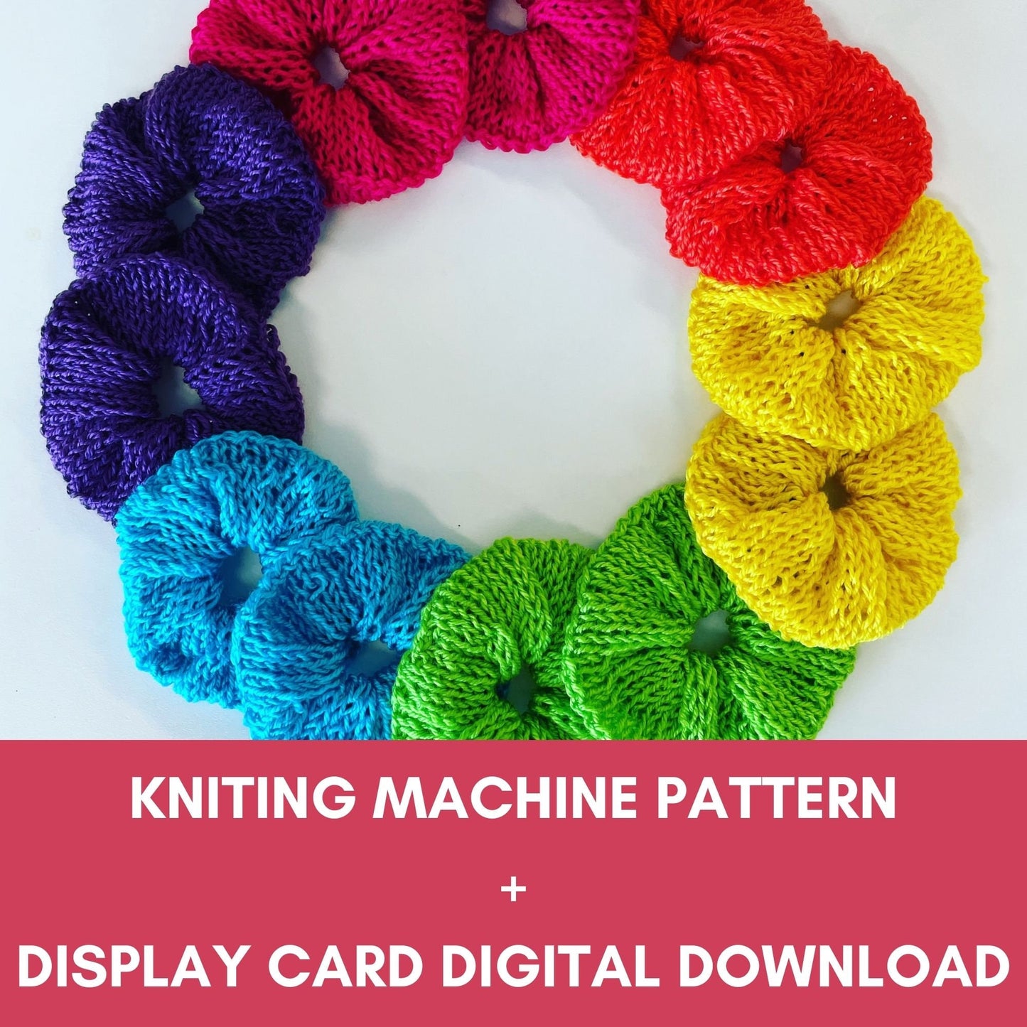 Circular Knitting Machine Pattern Scrunchies Beginner Friendly Visual Instructions Addi Sentro Scrunchie Kids hair tie display card headband