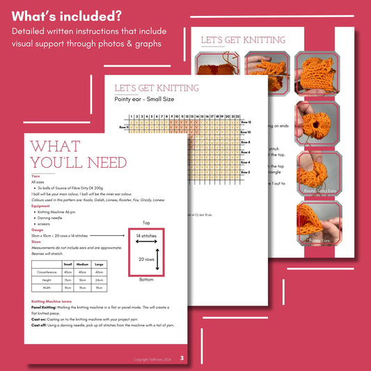 I Went to the Zoo Beanie Circular Knitting Machine Pattern