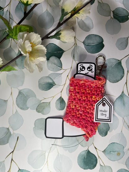 Crochet Asthma Puffer Sling – Handmade Inhaler Holder with Clip