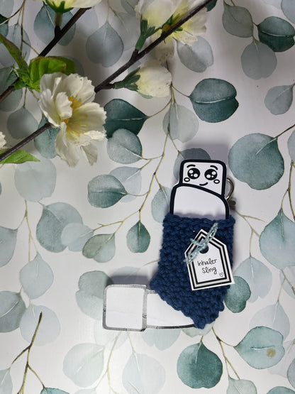 Crochet Asthma Puffer Sling – Handmade Inhaler Holder with Clip