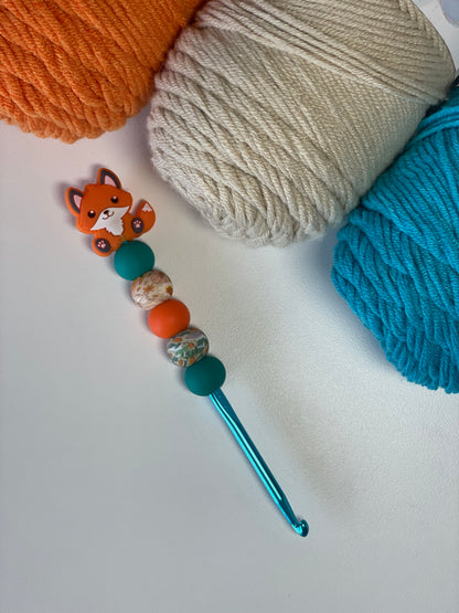 Orange/Blue Fox Crochet Hooks – Ergonomic Handmade Hook Set | Tall Foxes Merch