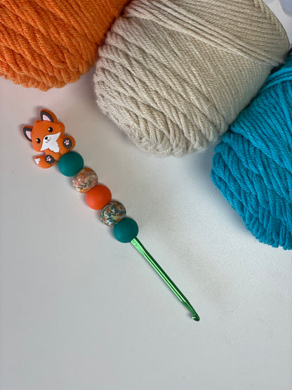 Orange/Blue Fox Crochet Hooks – Ergonomic Handmade Hook Set | Tall Foxes Merch