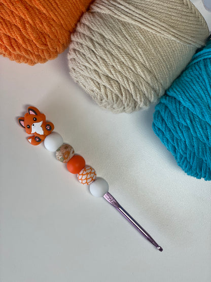 Orange/White Fox Crochet Hooks – Ergonomic Handmade Hook Set | Tall Foxes Merch