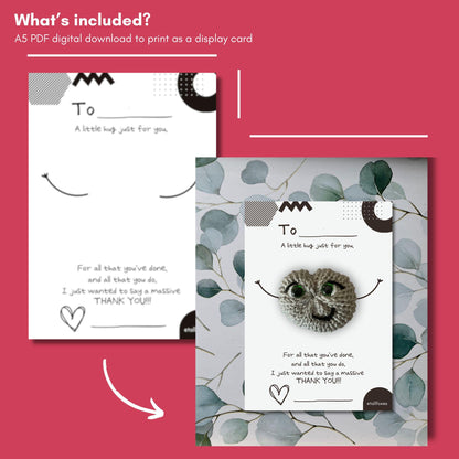 Pocket Hug Display Card General Thank You Poem Digital Download