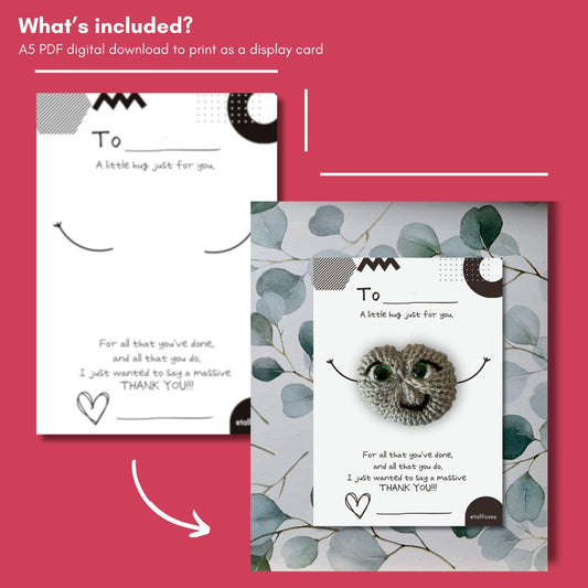 Pocket Hug Display Card General Thank You Poem Digital Download