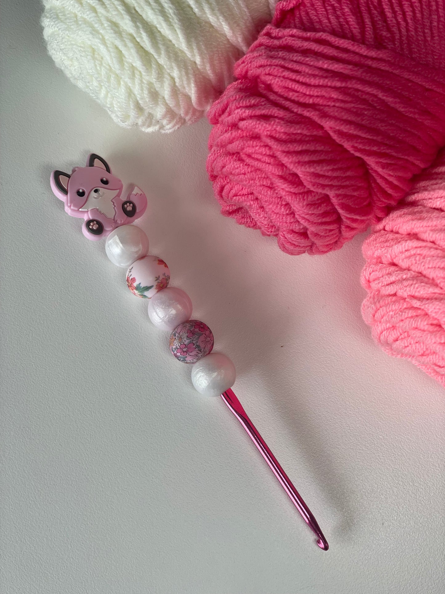 Pink Fox Crochet Hooks – Ergonomic Handmade Hook Set | Tall Foxes Merch