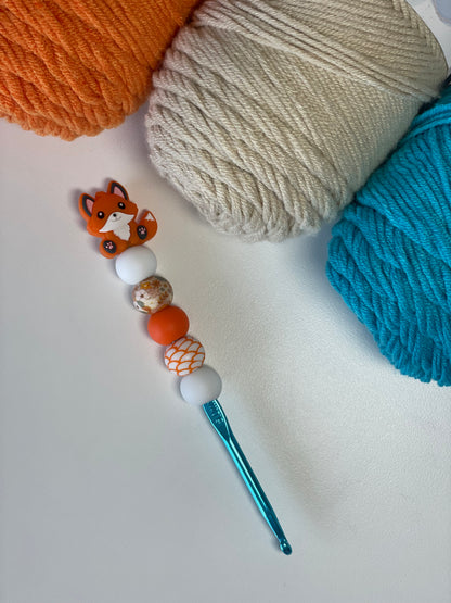Orange/White Fox Crochet Hooks – Ergonomic Handmade Hook Set | Tall Foxes Merch