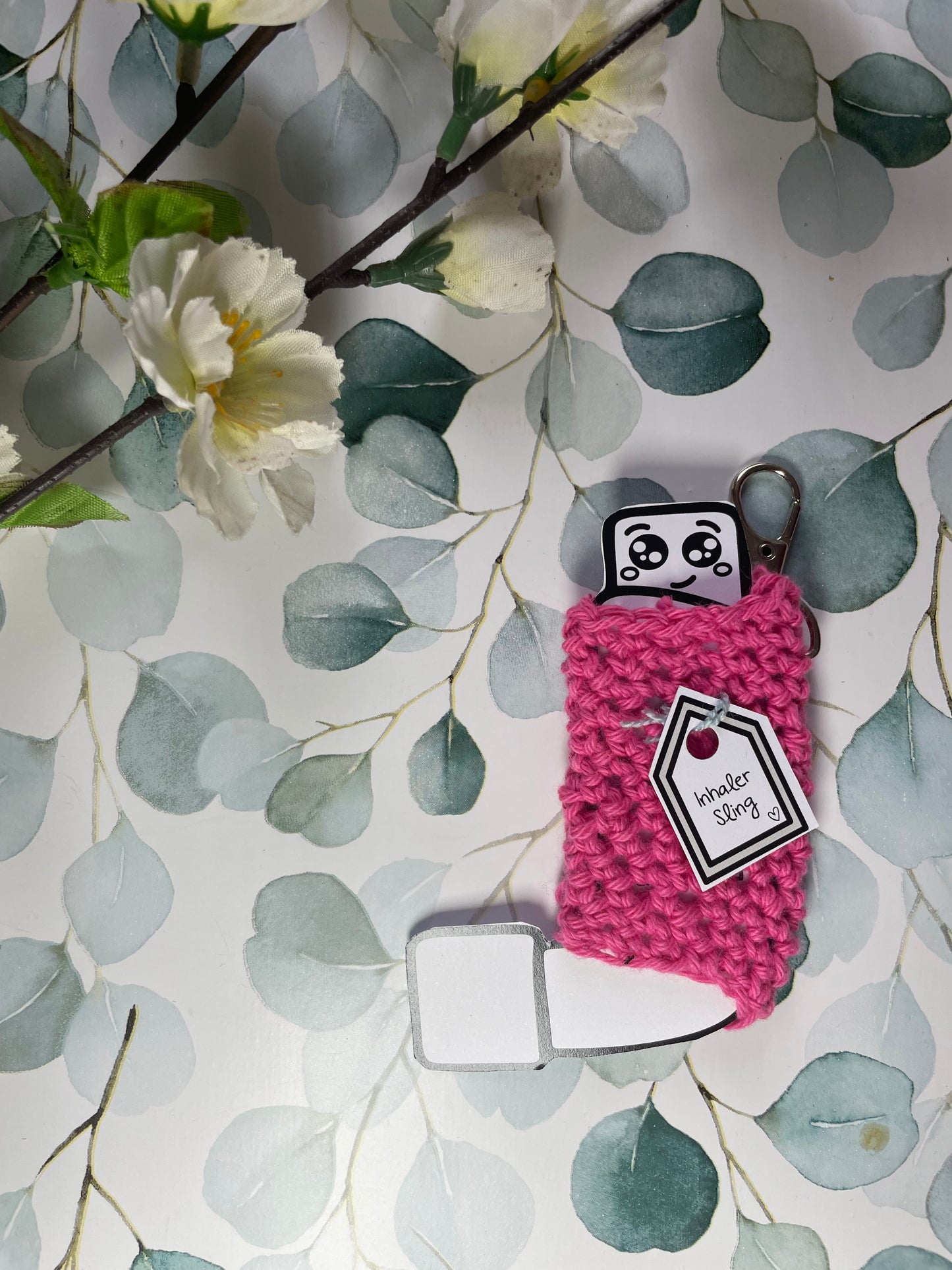 Crochet Asthma Puffer Sling – Handmade Inhaler Holder with Clip