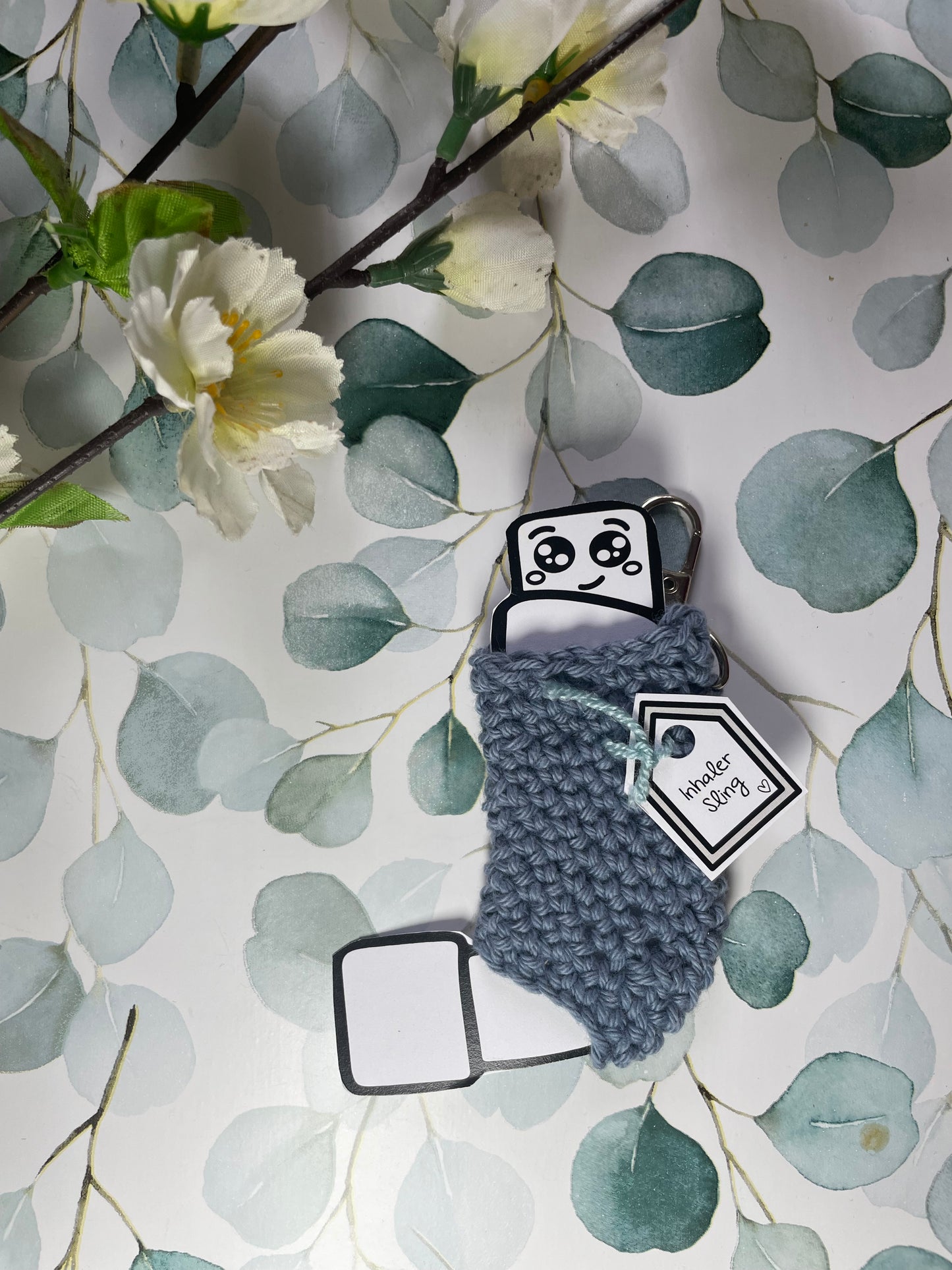 Crochet Asthma Puffer Sling – Handmade Inhaler Holder with Clip