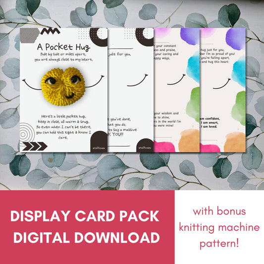 Pocket Hug Display Cards and Knitting Machine Pattern Complete Poem Pack Digital Download