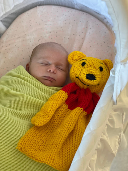Circular Knitting Machine Pattern Pooh Comforter Beginner Friendly Addi toy Sentro baby toy nursery bear kids lovey gift for baby