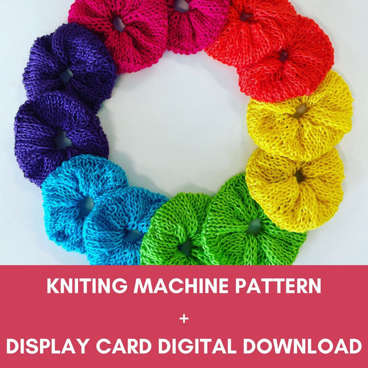 Circular Knitting Machine Pattern Scrunchies Beginner Friendly Visual Instructions Addi Sentro Scrunchie Kids hair tie display card headband